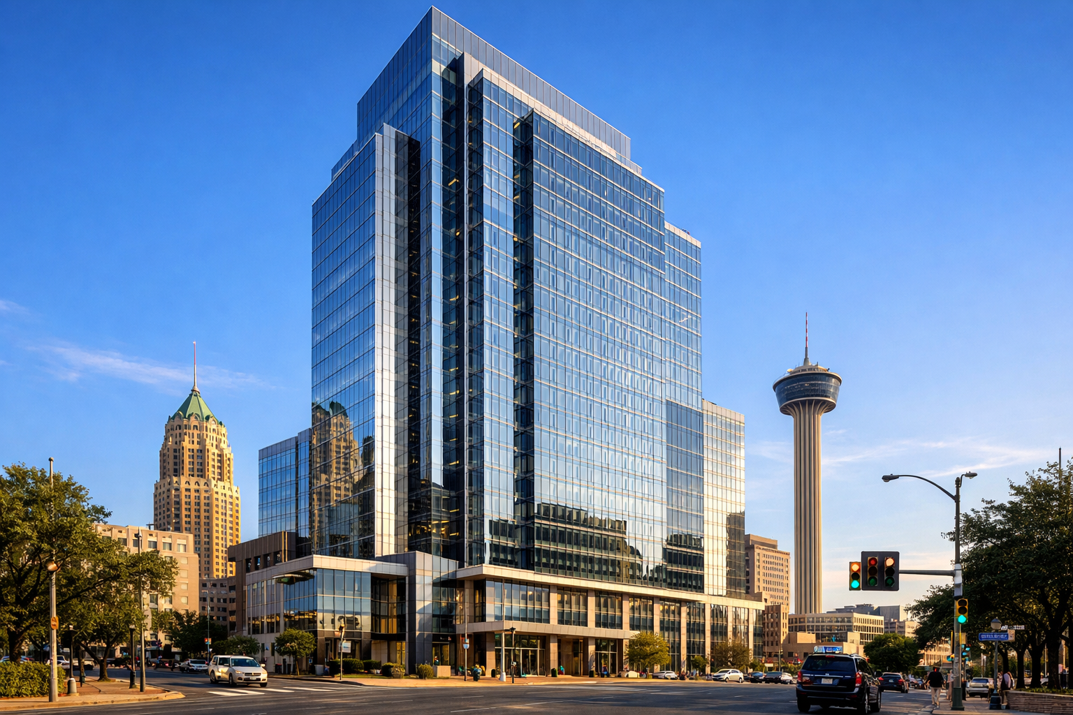 Modern building and skyline in San Antonio
